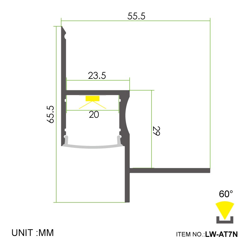 AT7N Recessed Edge 55.5x65.5mm