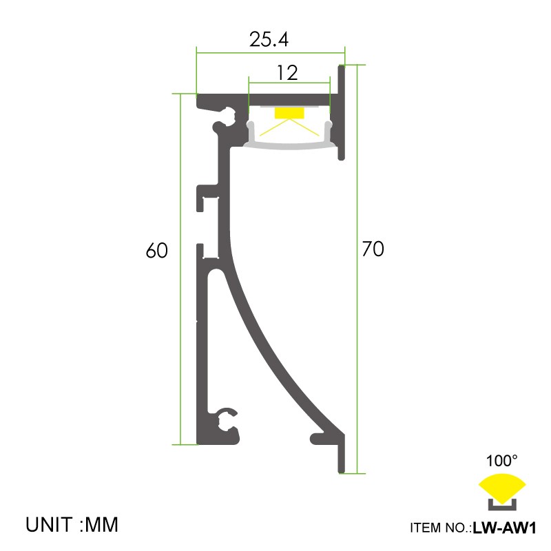 AW1 Wand 25,4 x 70 mm