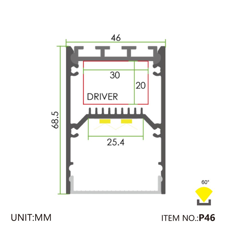 P46 משטח/תלוי 46x68.5 מ