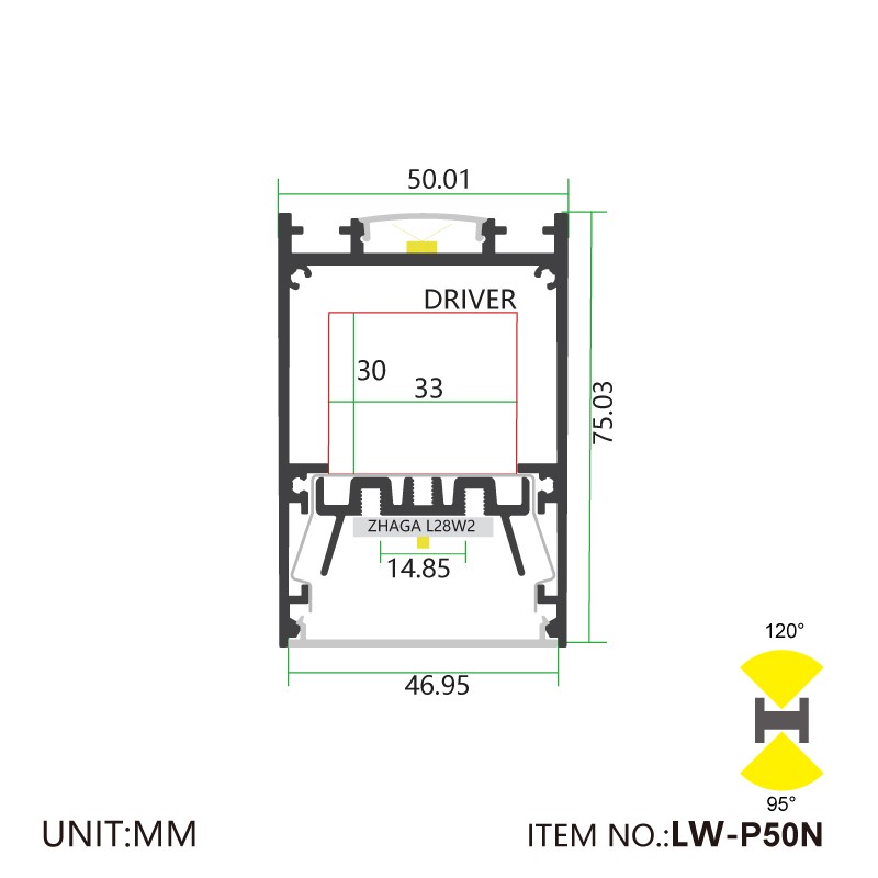 P50N Driver built-in up/down 50x75mm