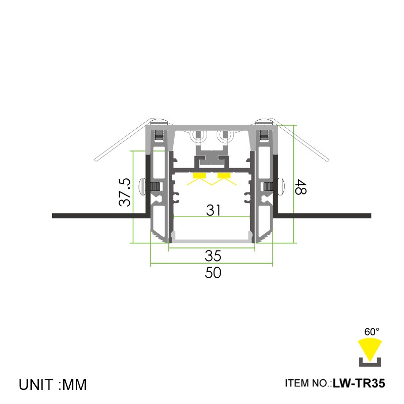 TR35 35mm Trimless 50x48mm