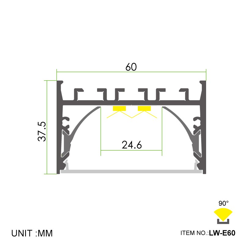 E60 60mm Wide 60x37.5mm