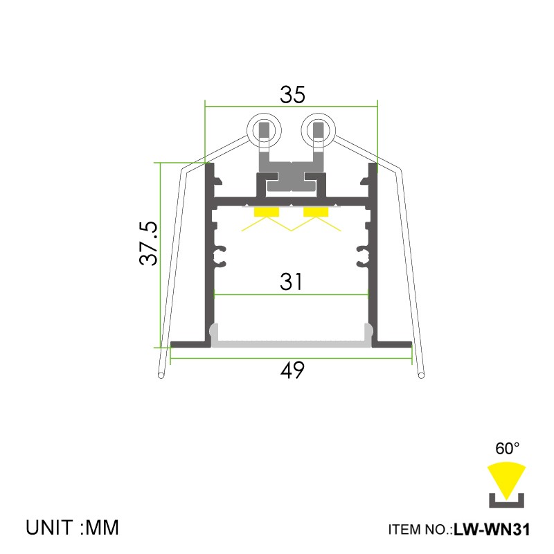 WN31 35mm Inbouw 49x37,5mm