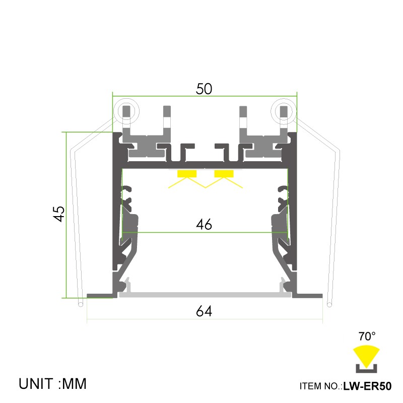 ER50 50mm Indbygget 64x45mm