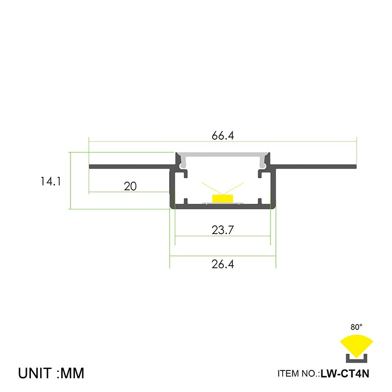 קנה CT4N ללא גזרה שקע 66.4x14.1 מ