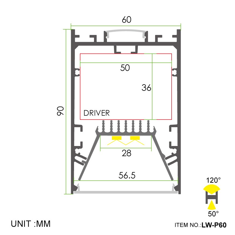 P60 Popular Up/Down Architectural 60x90mm