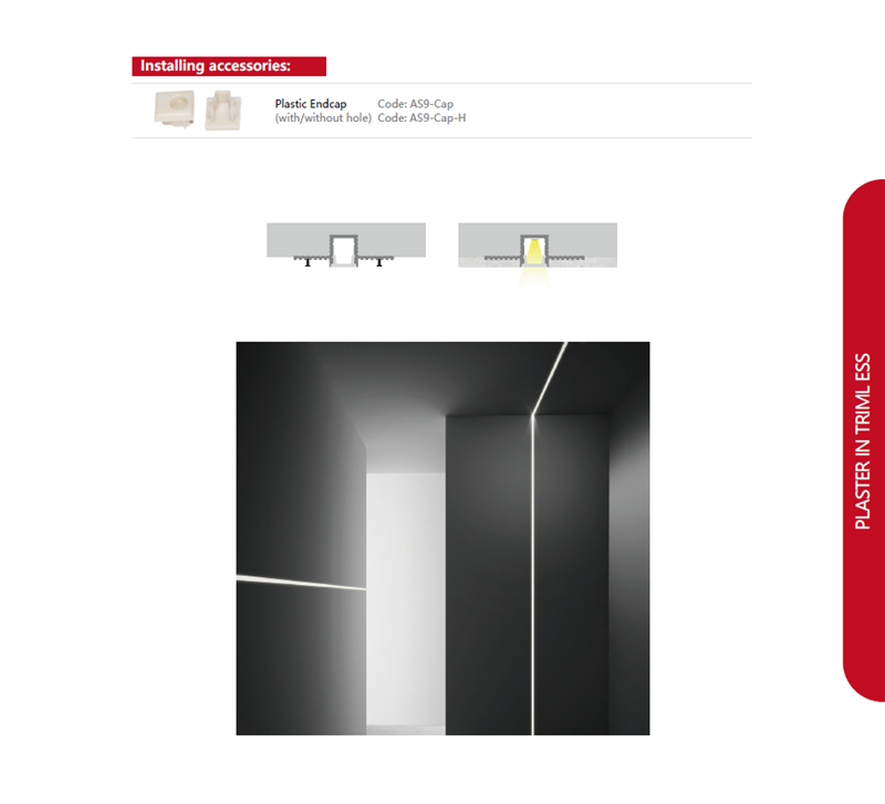 Rebate aluminium profile and diffuser with "Spot gratis"cover