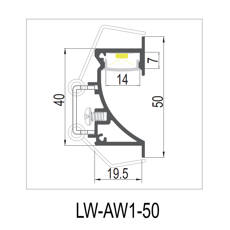 AW1-50 Indirect Recessed 23.5x50mm