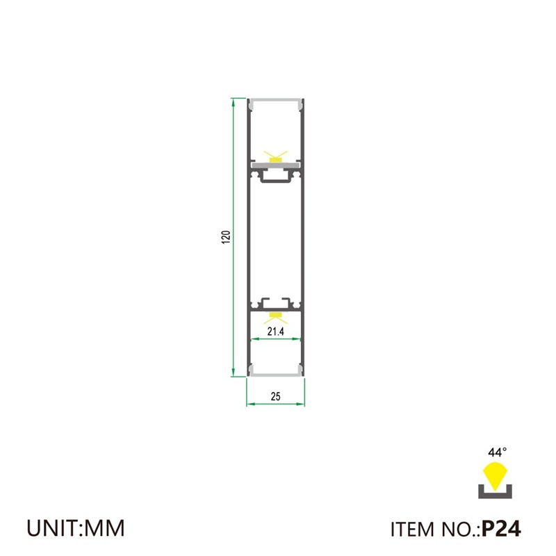 P24 H LED-profiili 25x120mm