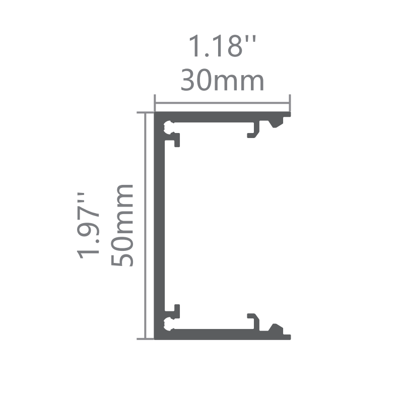 CS50 50mm Outward Curved led Profile Systems