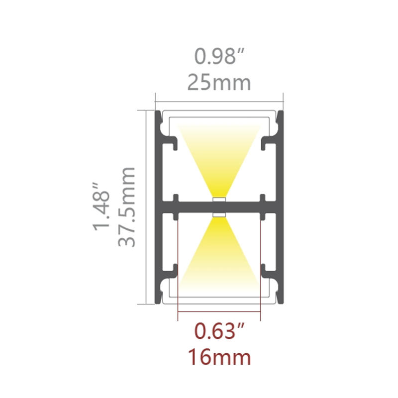 C25H H Led Profile 25*37.5mm