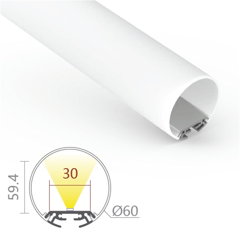1 Meter Round Profile Aluminum Tube For LED Strip Lights - Suspension Mount, Silver