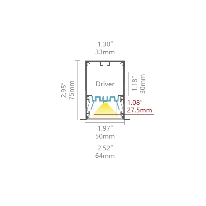 PR50N Recessed driver-in 64x75mm
