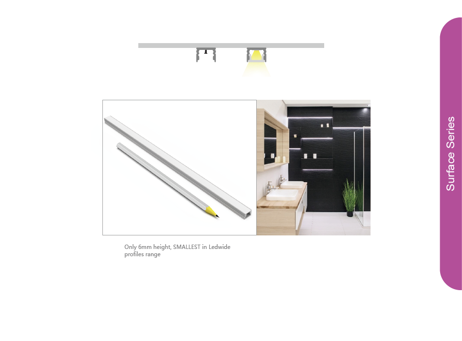 Extra slim surface install led profile light