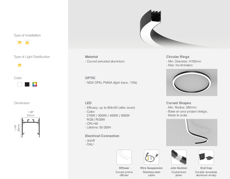 Curved extrusion profile