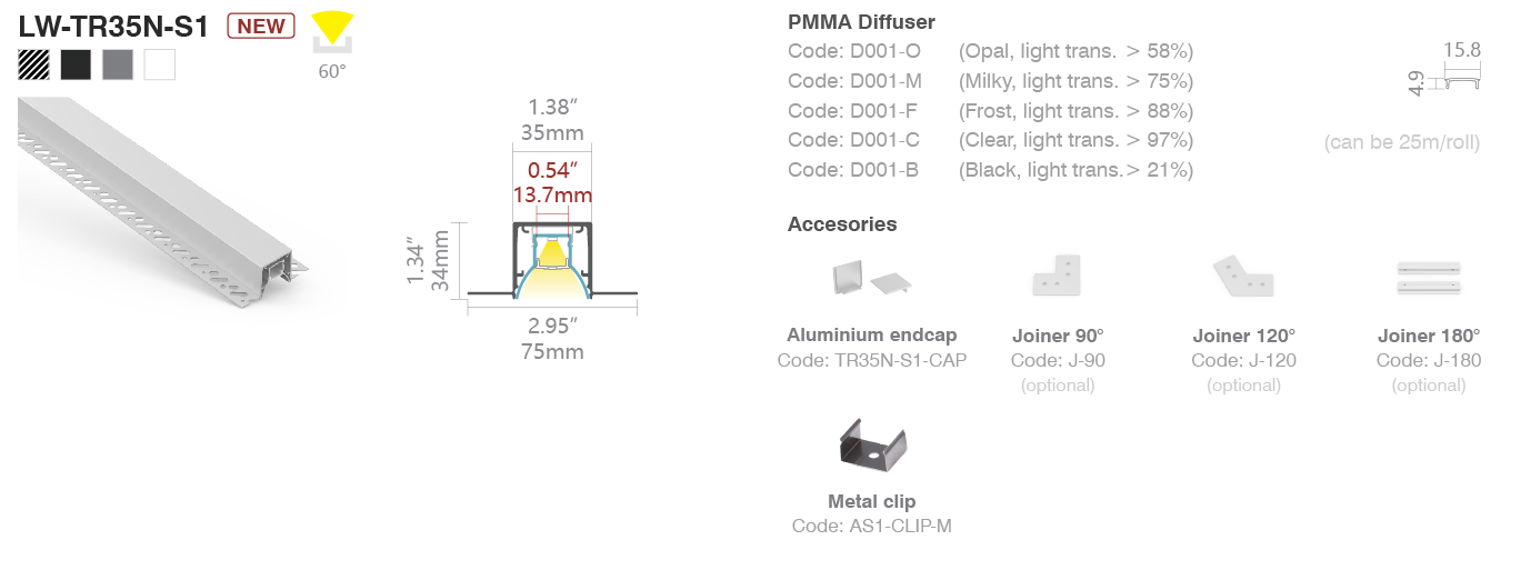 Trimless led profile for gypsum ceiling