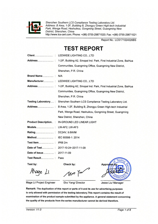 AF2-AF3 IP68 test report