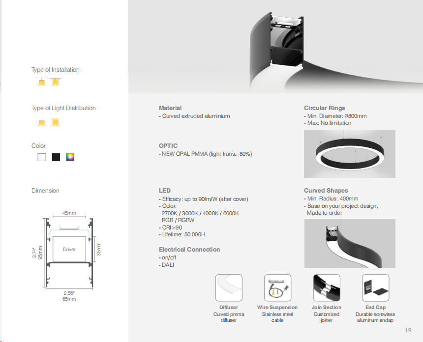 Bendable curved profile