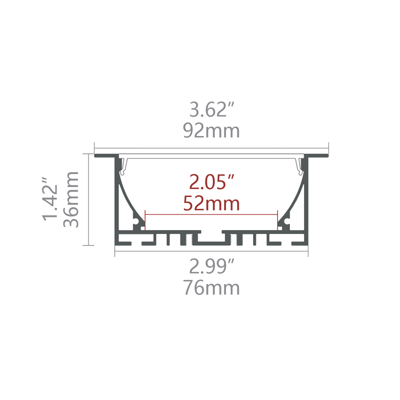 ER9036 70 mm Inbouw 92x36 mm