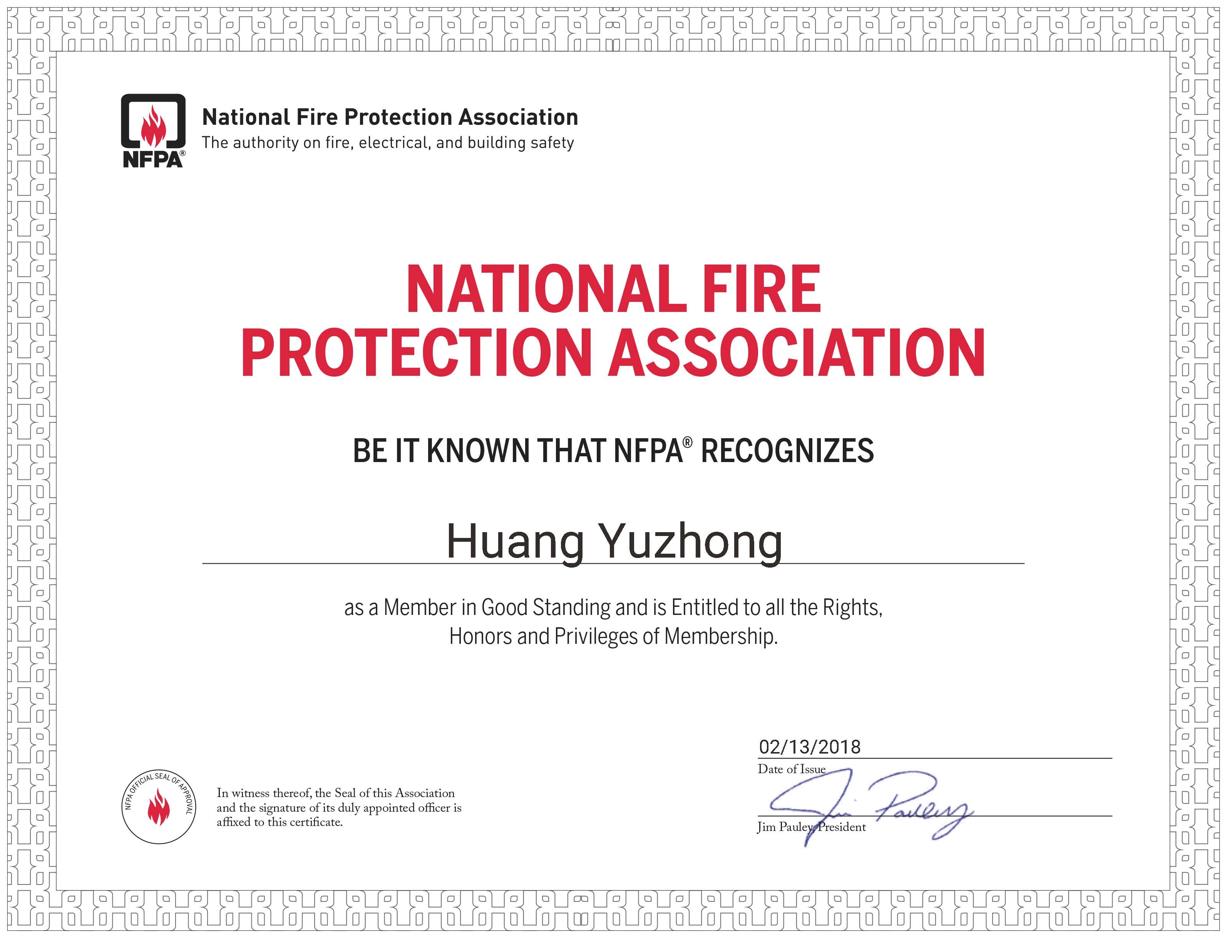 Certificado NFPA