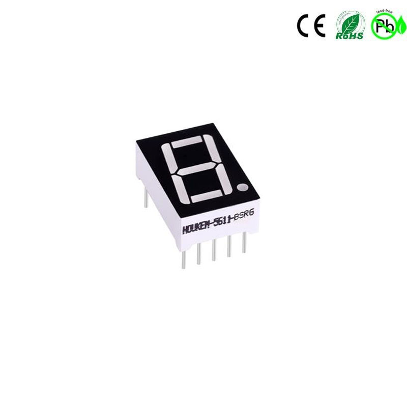 Tela LED de cor âmbar com 1 dígito e 7 segmentos de 0,56 polegadas