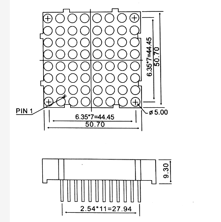 blue 8*8 dot matrix display 5x7