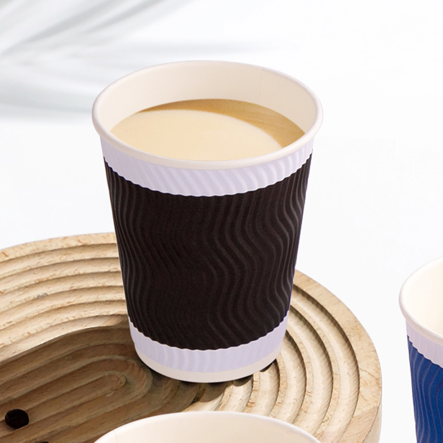 Disposable paper cup thickened black S-shaped coffee cup, thermal insulation and anti scalding cup, hot drink milk cup