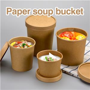 Disposable Paper Soup Cups, Bowls, and Lunch Boxes with Lids - Perfect for Soup, Ice Cream, Yogurt, and Hot Food Takeaway Packages and Congee Barrels.