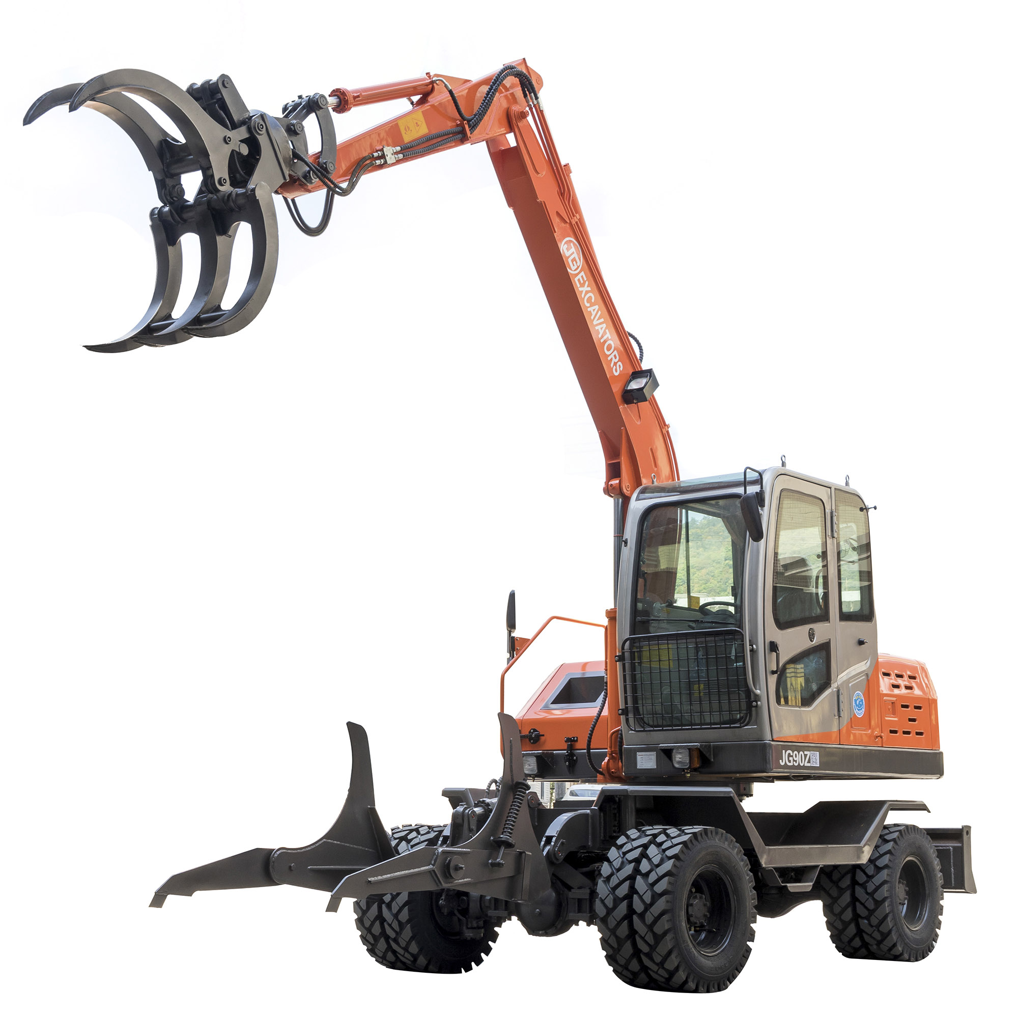 Hydraulic folding grapples for excavator