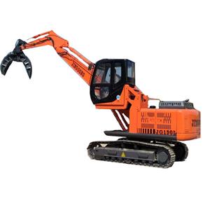 Grúa Jg150Z, manipulador de chatarra de carga, cuchara de agarre naranja, excavadora con pinza