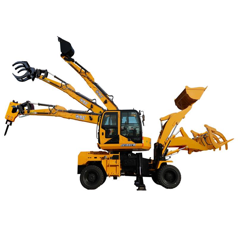 JG100CW Mesin Konstruksi Ekskavator Roda Backhoe Loader Tugas Berat