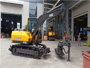 Vía JG80L: Tipo de instalación montada sobre hombro para limpieza y retirada de balasto ferroviario