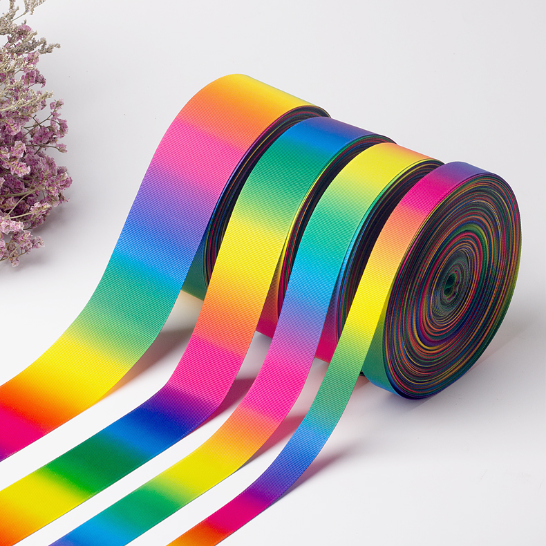 Groothandel Multicolor Gradient Rainbow Grosgrain lint