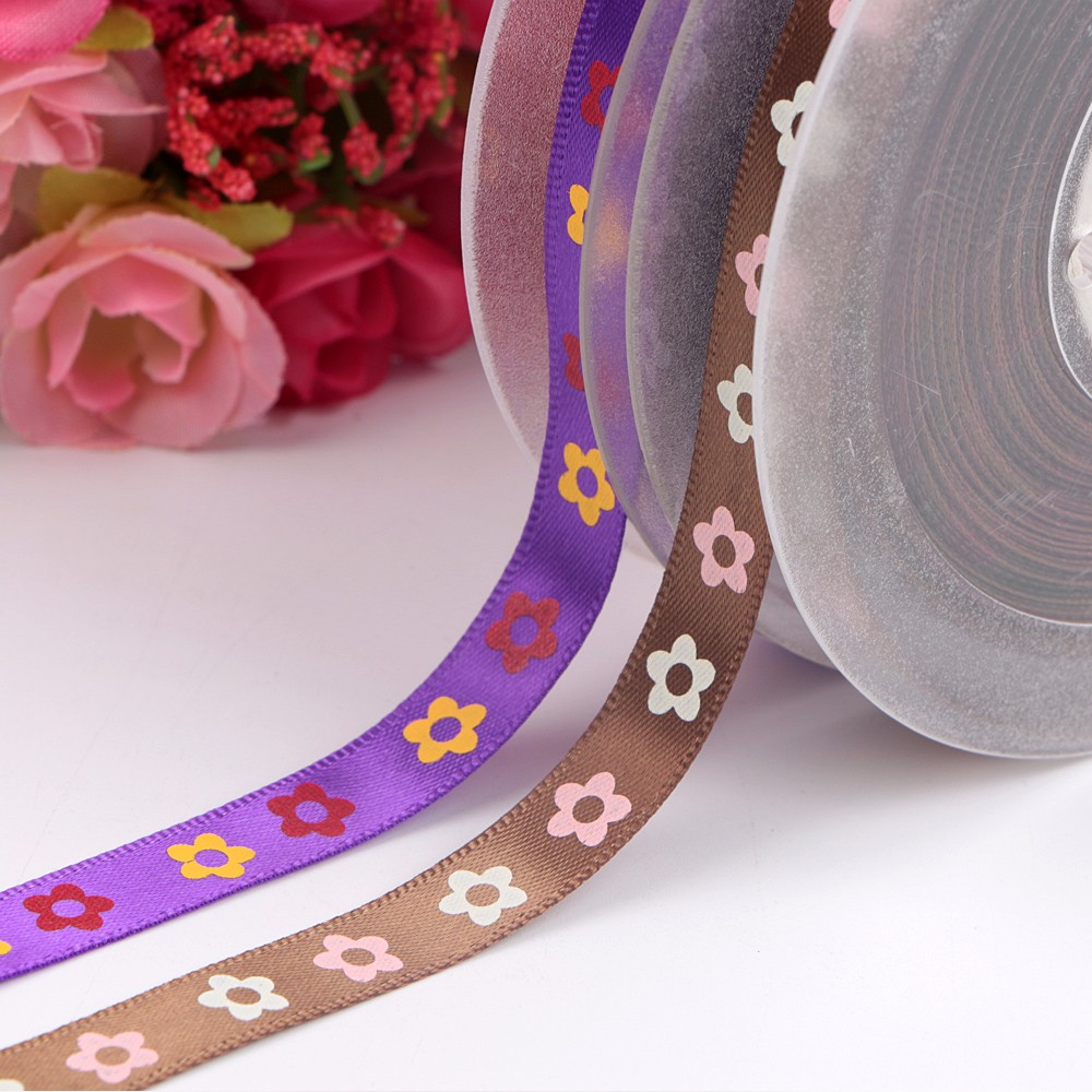 1mm Custom Printed Flower Stain and Grosgrain Ribbon