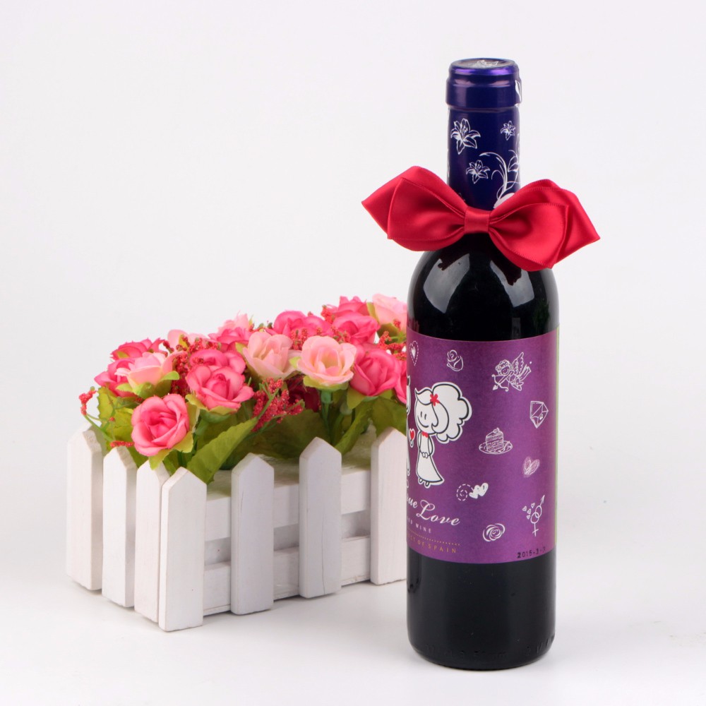 Red Color Ribbon Bow Bottle Packaging bows