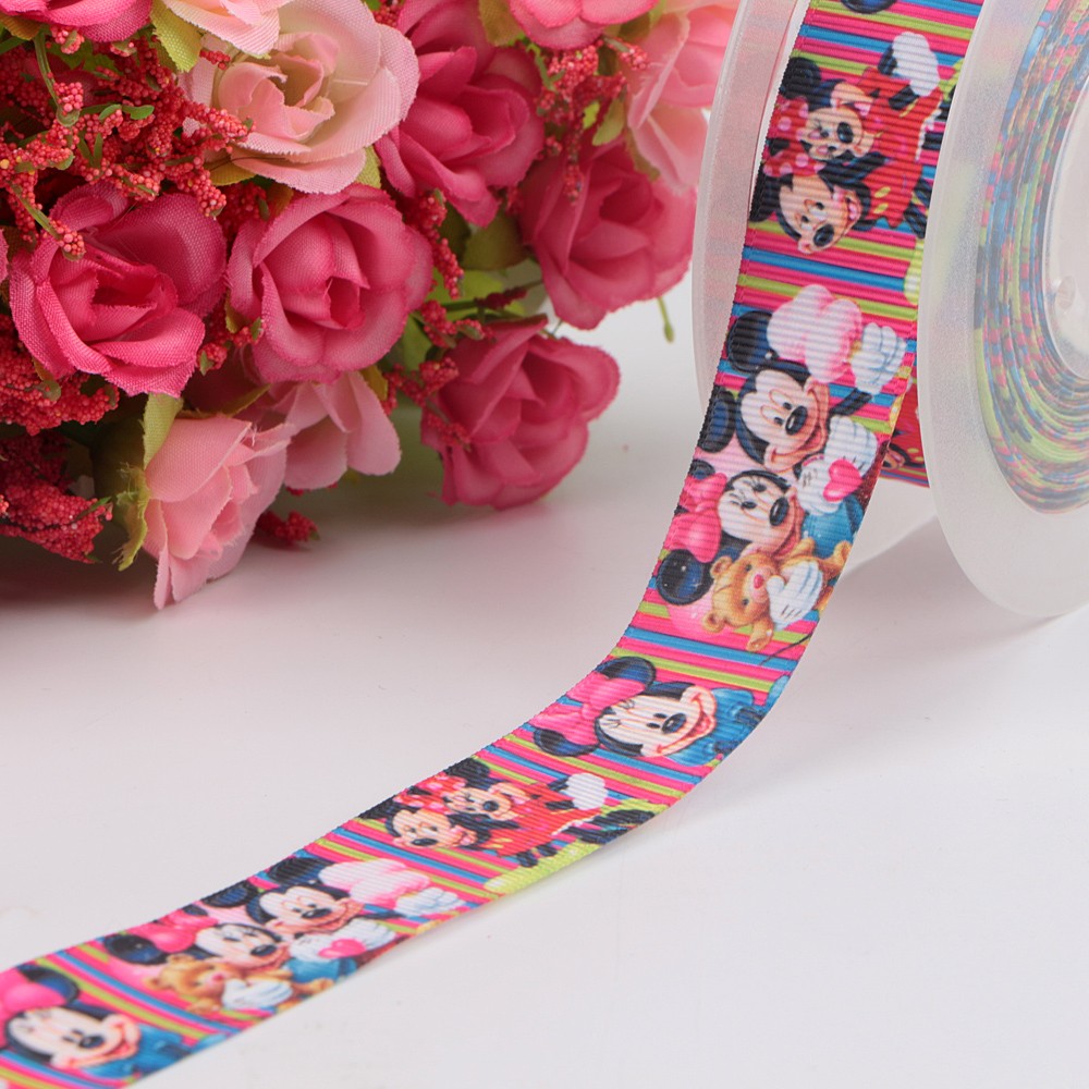 Roll packing single face printed ribbon with mickey pattern