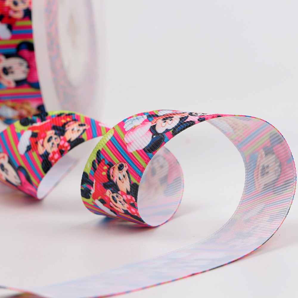 Roll packing single face printed ribbon with mickey pattern