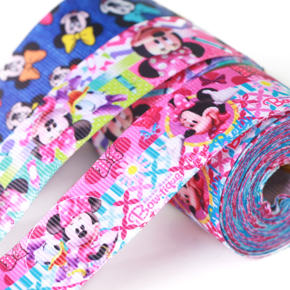 Grosgrain ribbon printed with Disney pattern