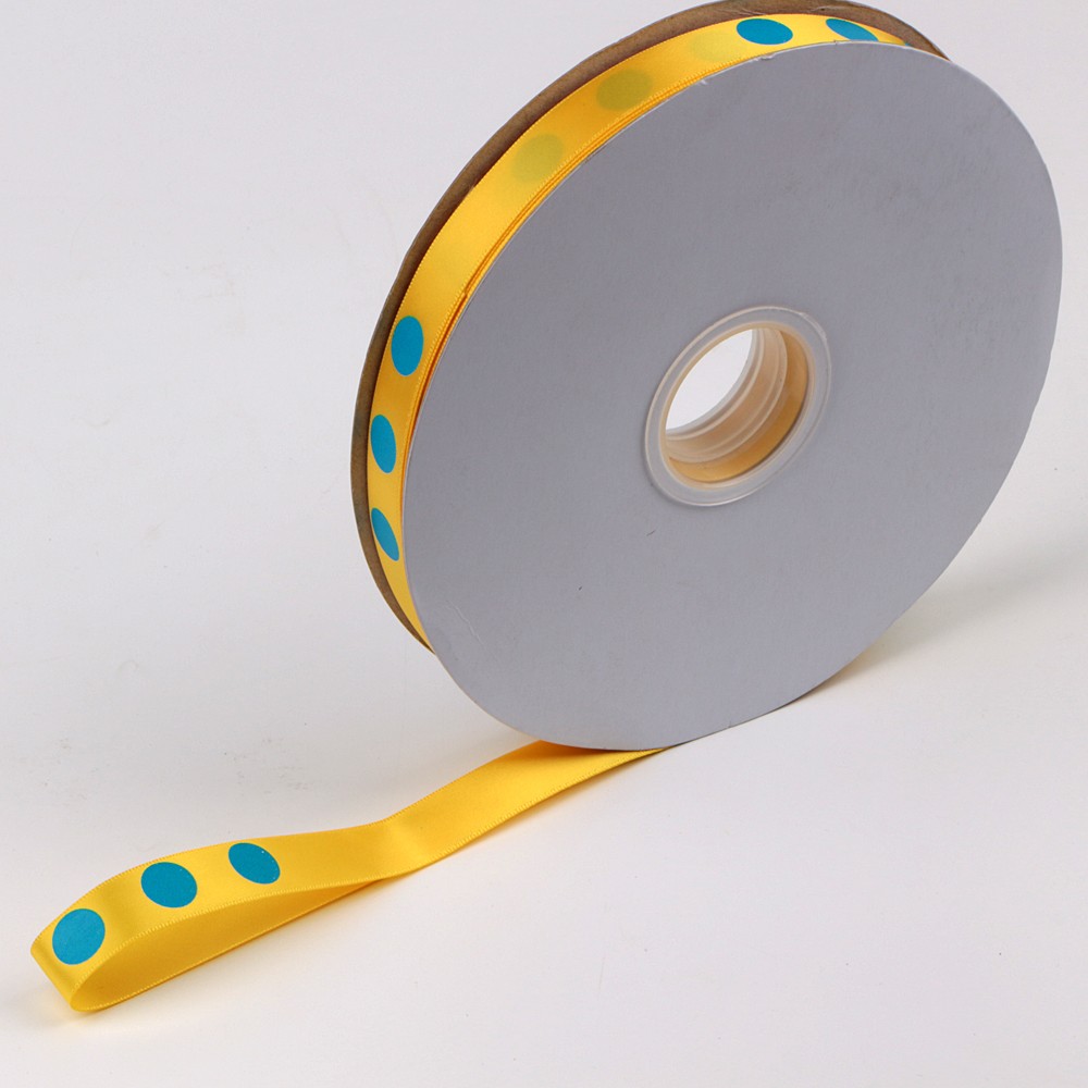 Stock printed ribbon yellow stain ribbon printed with blue dot
