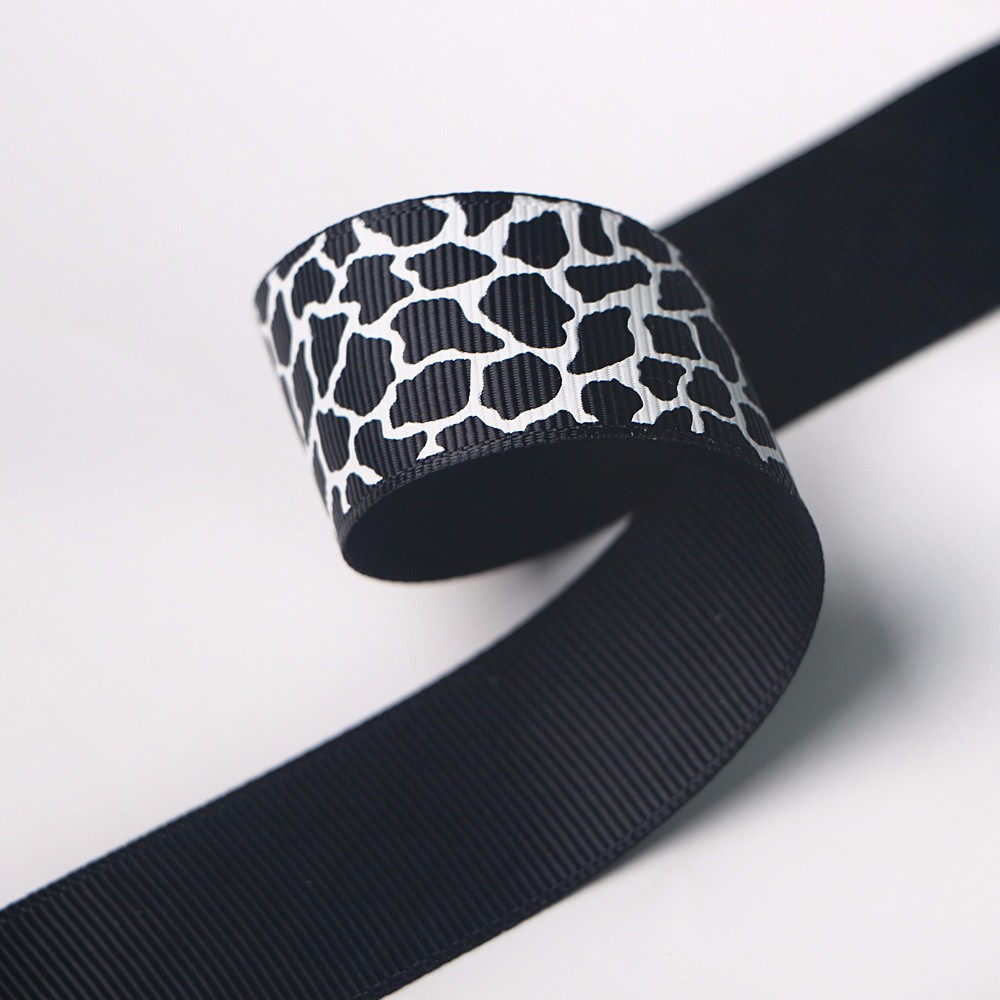 Kundenspezifisches Seidenband aus Ripsband mit Leopardenmuster und Logo