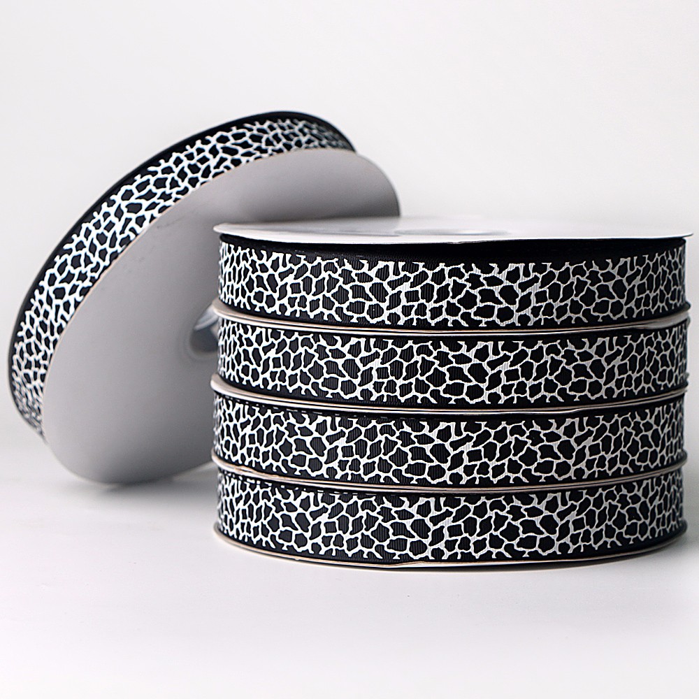 Custom leopard print grosgrain ribbon silk ribbon with logo
