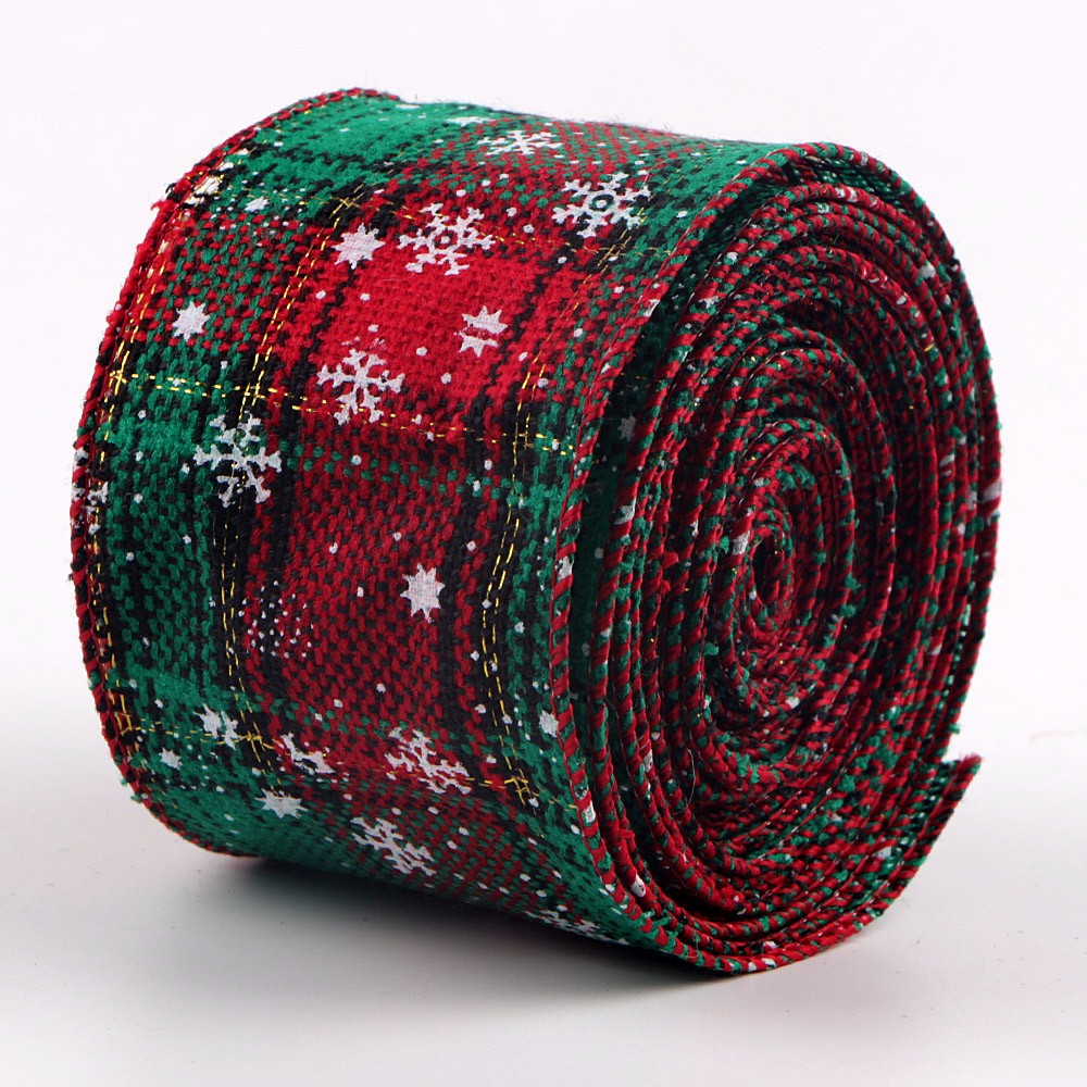 2.5 inch Burlap ribbon,burlap printed ribbon,ribbon for Christmas