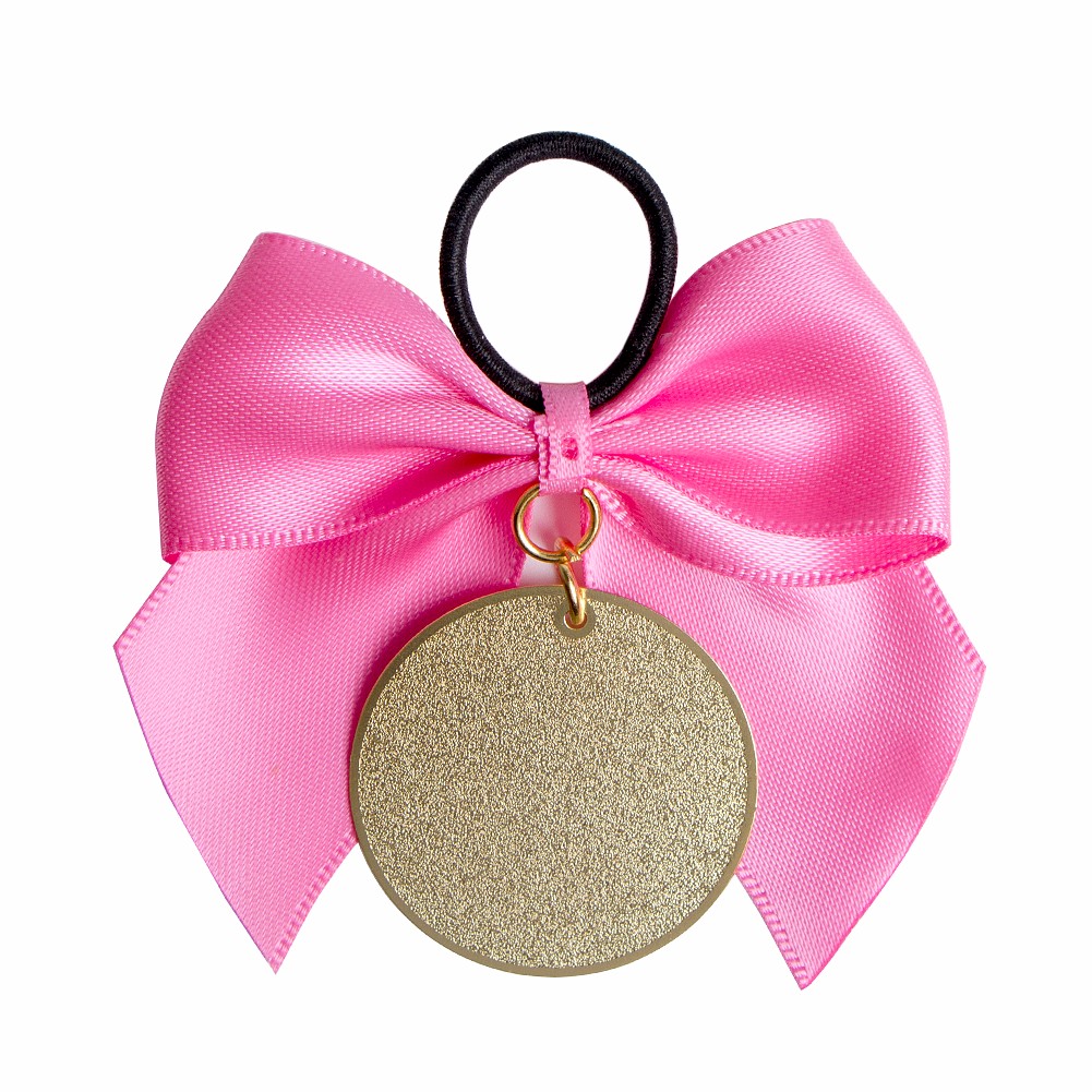 Pink satin ribbon for bows with elastic loop for bottle decoration