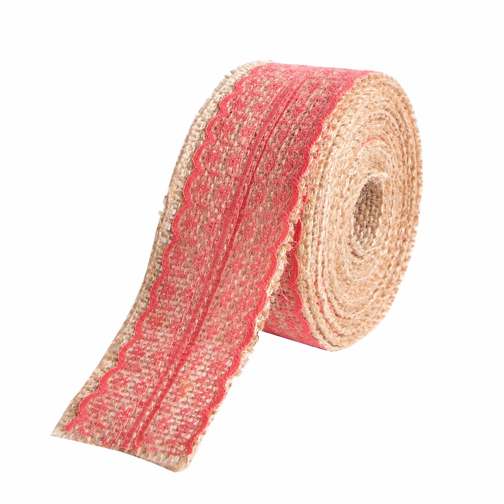 Custom burlap ribbon with lace fabric