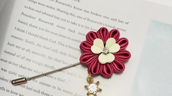 brooch by satin ribbon