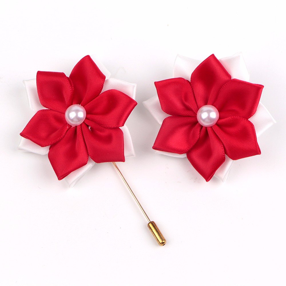 Women garment decorative satin ribbon flowers ribbon brooch