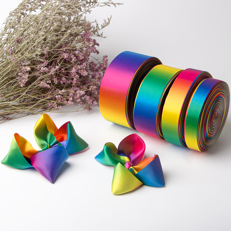 Single face rainbow ribbon