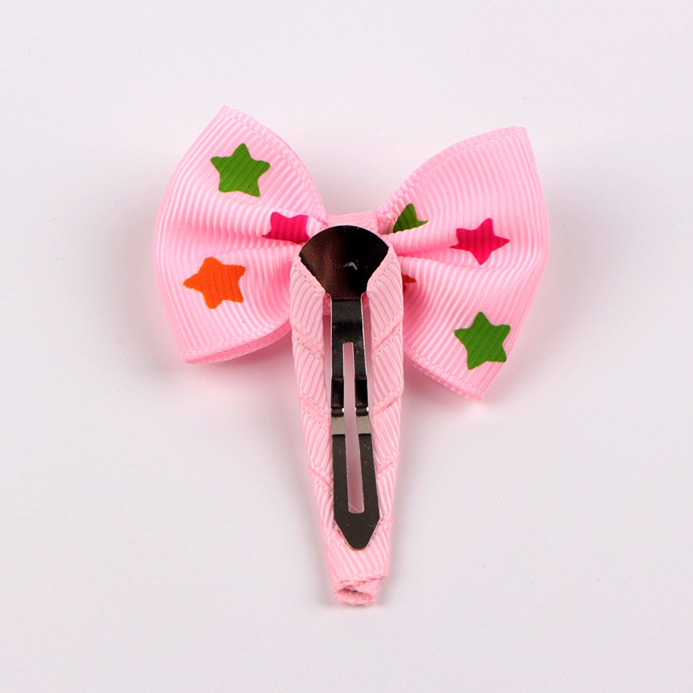 Custom pink hair bows hair clip grosgrain ribbon bows
