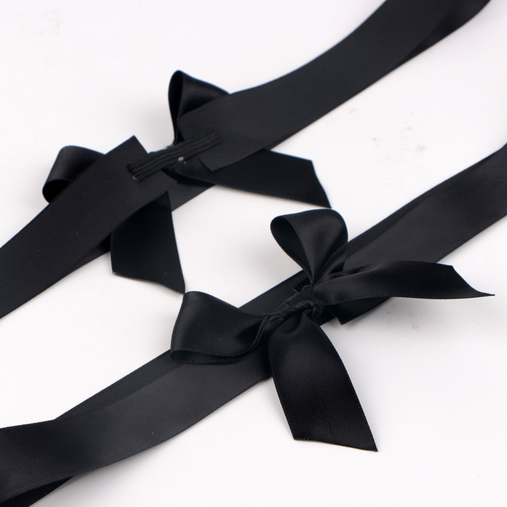 Black gift ribbon bow custom satin ribbon for box wrapping