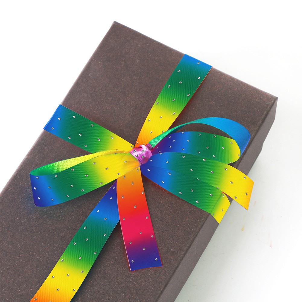 25mm grosgrain rainbow ribbon custom with diamond